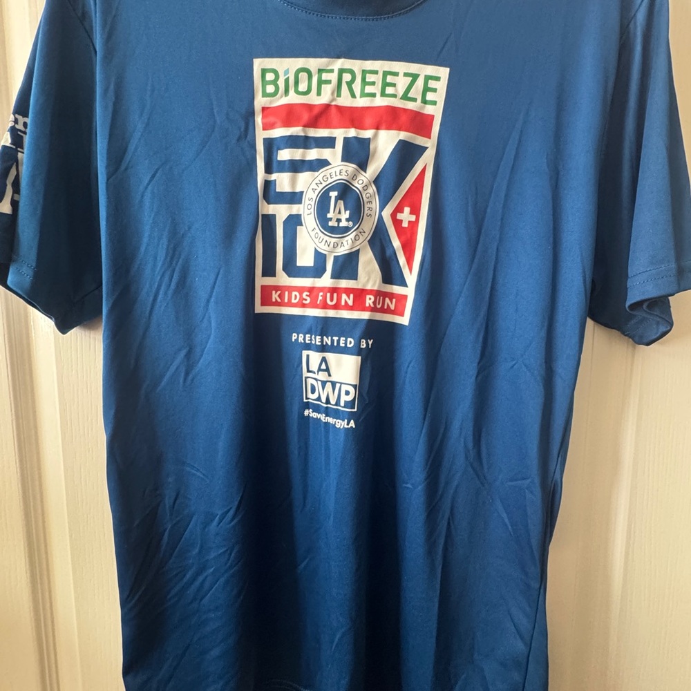 Los Angeles Dodgers BioFreeze Blue Short Sleeve Men's Tee 5K 10K Run Running Tee